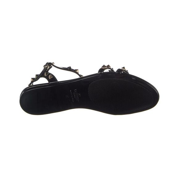 Valentino Rockstud Caged Rubber Sandal, Black